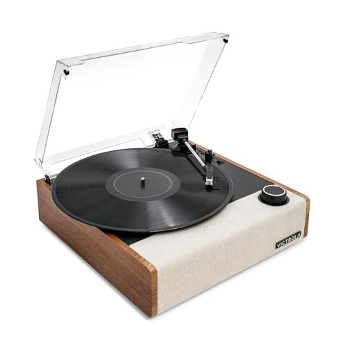 Victrola Eastwood II Record Player with Speakers ? Bluetooth 5.1 and Vinyl Stream Technology, Vintage Style 3-Speed Vinyl Player, Audio Technica AT-3600LA Cartridge (Oak) | Amazon (US)