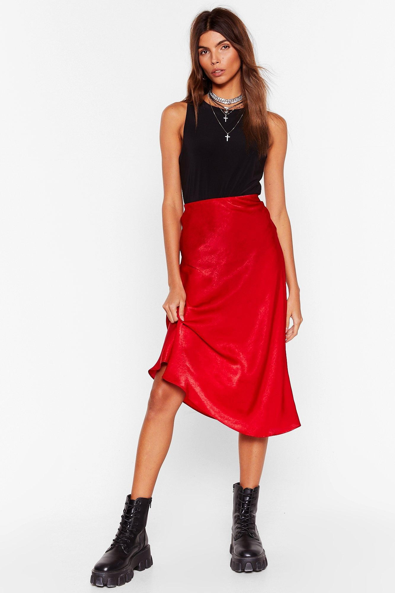 Womens Touch By Touch Satin Midi Skirt - Red | NastyGal (US & CA)