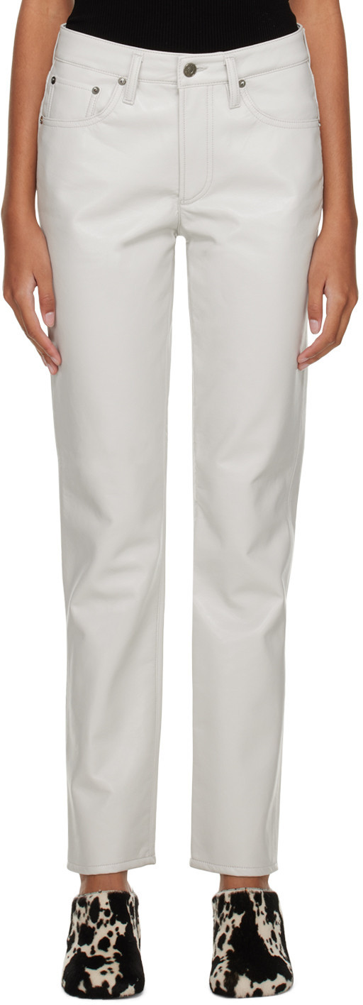 AGOLDE White Lyle Recycled Leather Pants | SSENSE