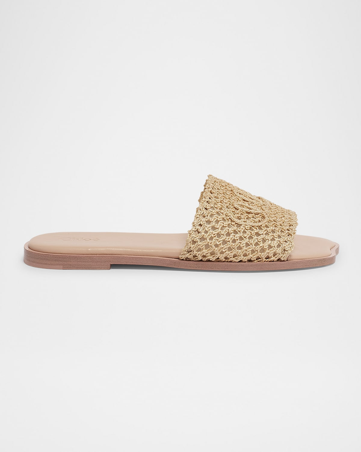 Soleil Crochet Slide Sandals | Neiman Marcus