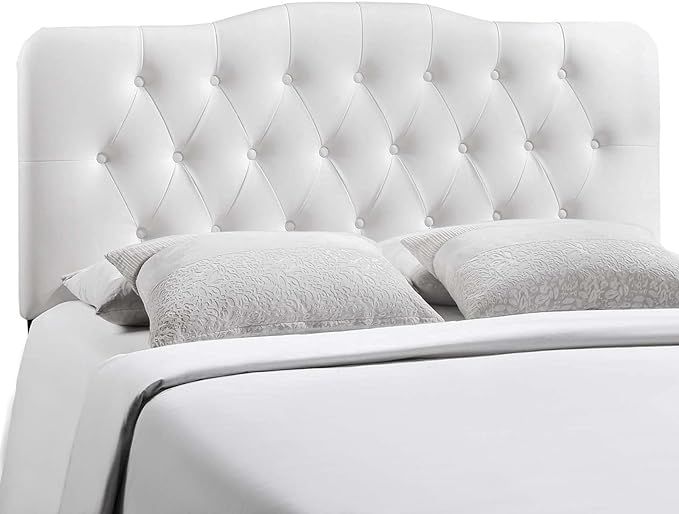 Modway Annabel Tufted Button Faux Leather Upholstered Full Headboard in White | Amazon (US)