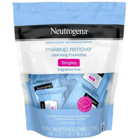 Neutrogena Fragrance-Free Makeup Remover Cleansing Towelette Singles Individually-Wrapped Daily Face Wipes 20 ct (Pack of 6) | Walmart (US)