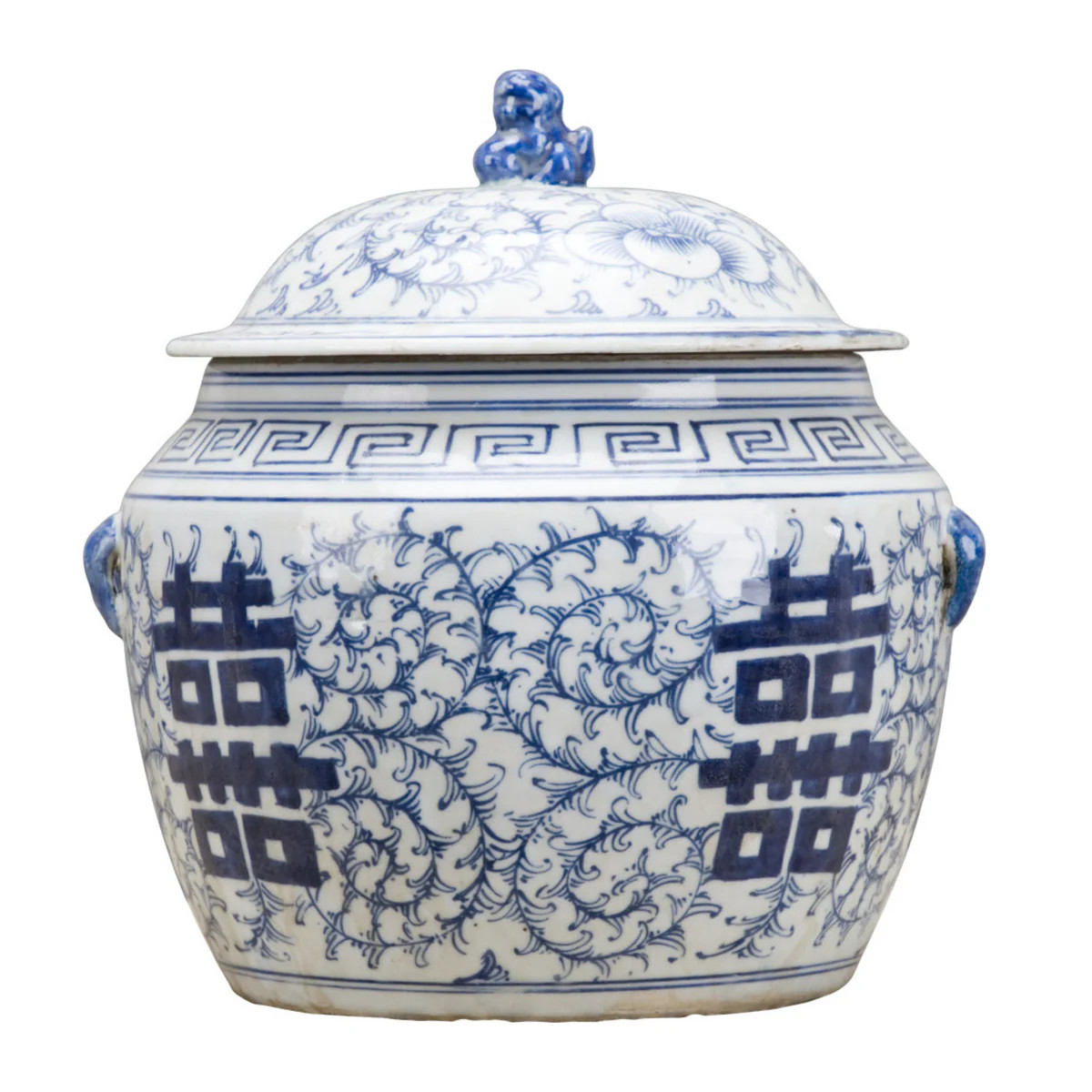 Blue and White Lidded Double Happiness Jar | The Well Appointed House, LLC