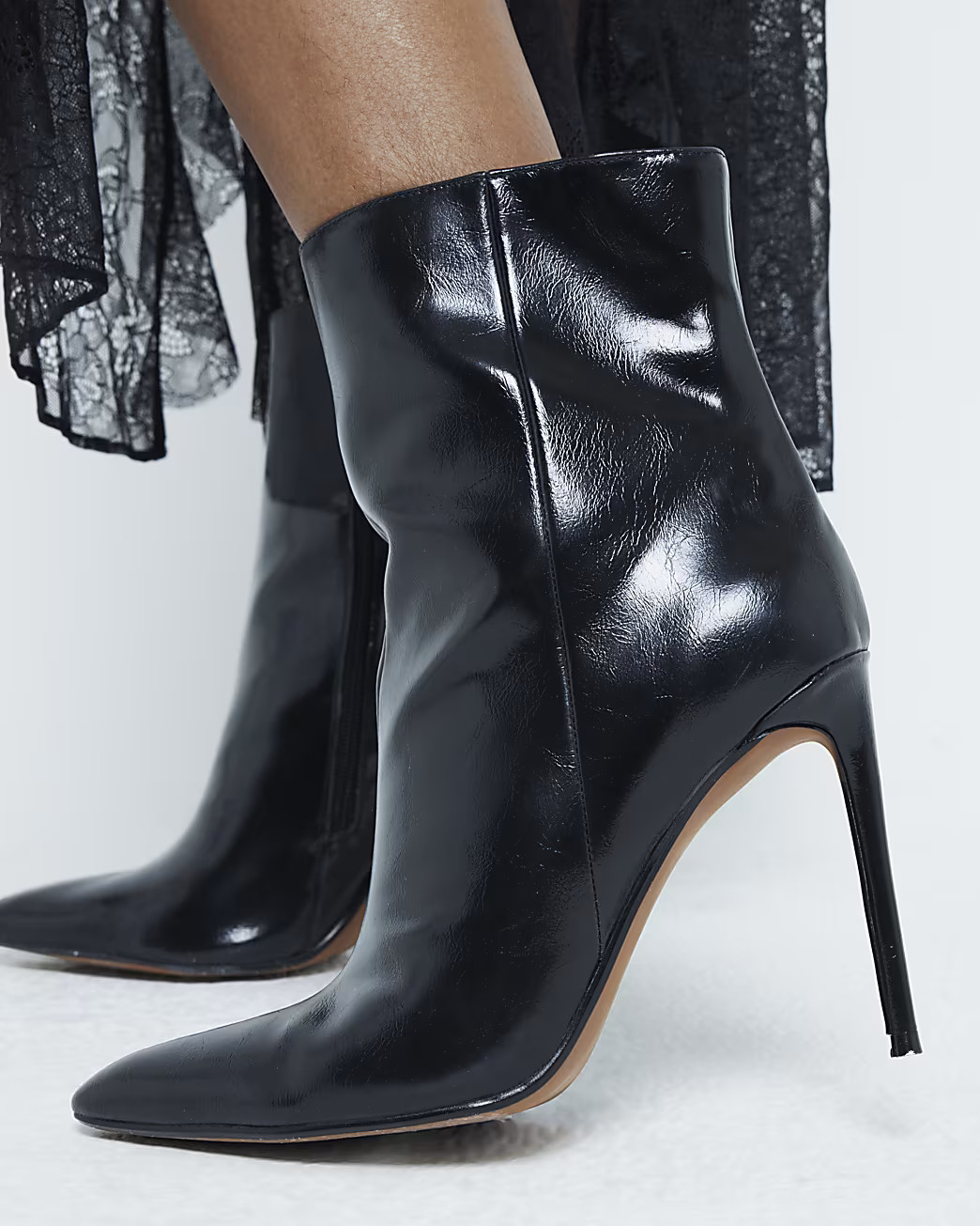 Black Pointed Toe Heeled Boots | River Island UK & IE
