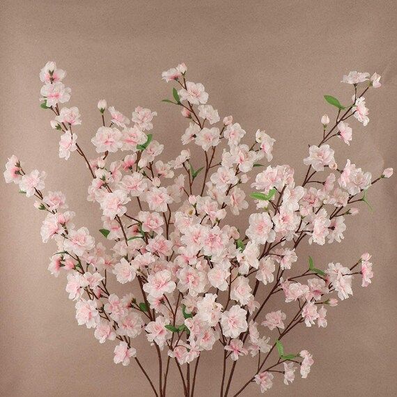 Silk Cherry Blossom Flowers, Four 36 Inch LIGHT PINK Blossom Branches, Wedding, Party, Event, Xma... | Etsy (US)
