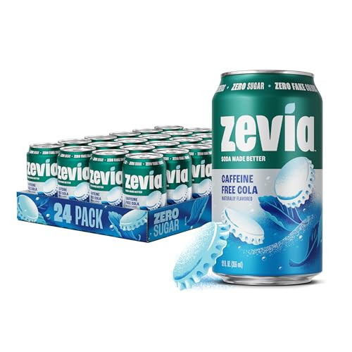Zevia Zero Sugar Soda, Caffeine Free Cola, 12 oz Cans (24-Pack) – Naturally Sweetened, Zero Calorie Sugar Free Soda - Non-GMO Project Verified, Gluten-Free, Vegan | Amazon (US)