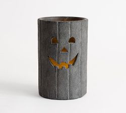 Terracotta Jack O'Lantern Hurricane Candle Holder | Pottery Barn (US)