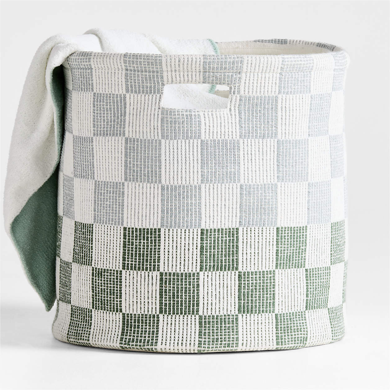 Hopscotch Mist Blue and Pine Green Checkerboard Large Floor Storage Bin + Reviews | Crate & Kids | Crate & Barrel