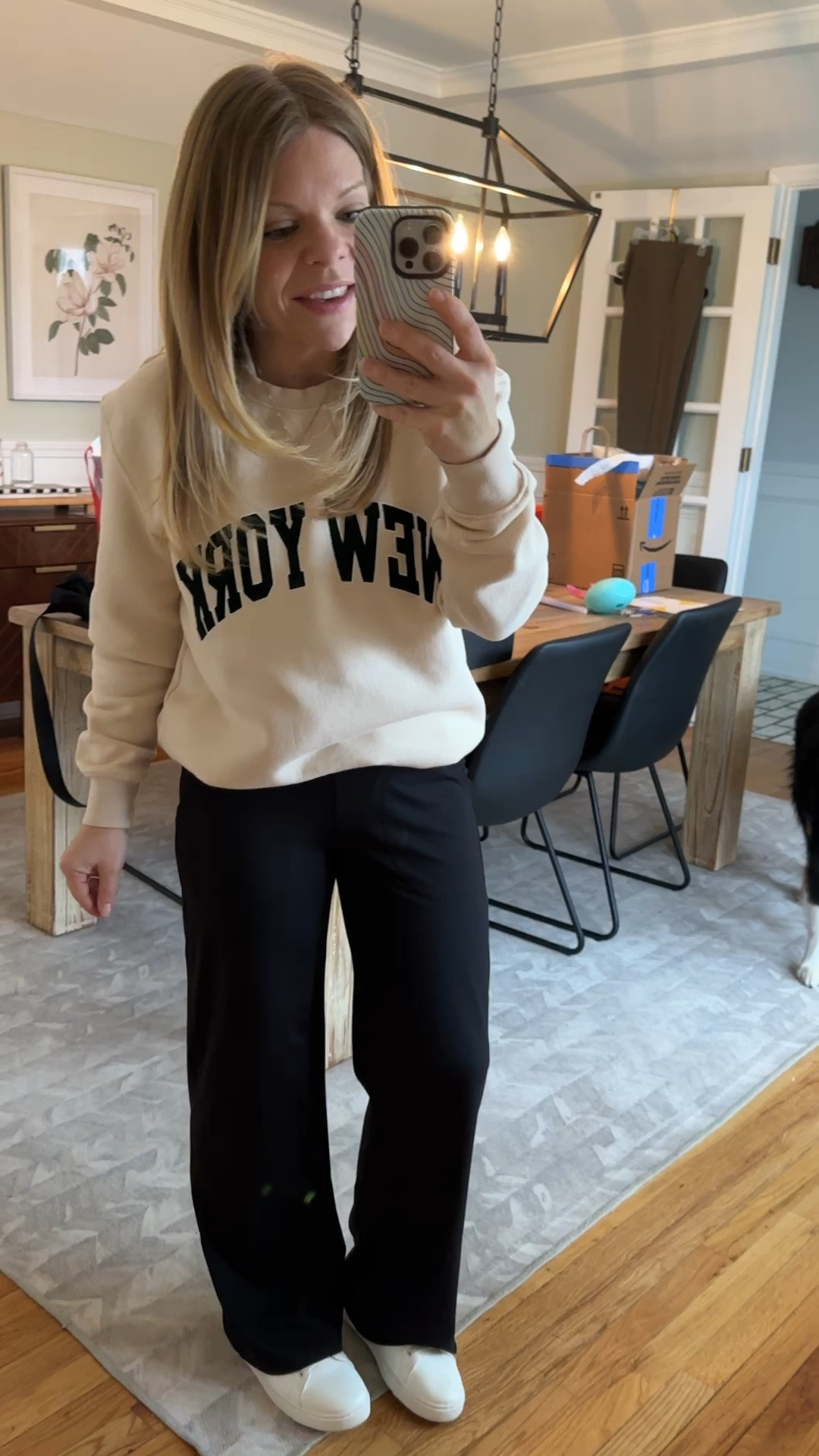 The best post operation loose fitting yoga pants. They are wide leg and have a wide waistband! I am 5’2” and got the 29” inseam and the size small. They are perfect and make me feel put together! While staying comfy. I had a full mommy makeover and needed comfy lounge pants! These would also be great for travel  ✈️  Sweat shirt is from H&M but is sold out so I added some similar options! #yogapants #widelegpants 

#LTKtravel #LTKActive #LTKstyletip