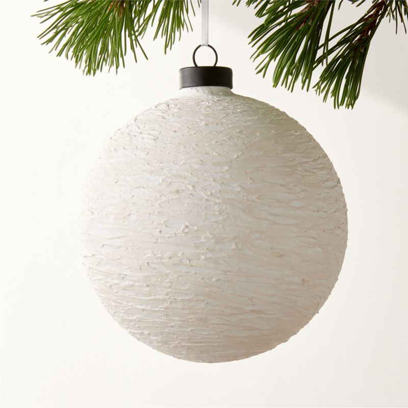 Sima Ivory Texutred Glass Christmas Tree Ornament 6" + Reviews | CB2 | CB2