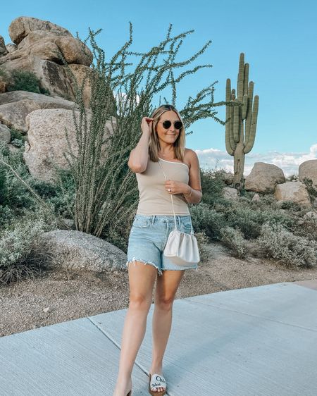 This one shoulder tank from Petal & Pup was perfect for the desert! Love the neutral color and simplicity of it!  Also wearing my favorite denim shorts of the season!

#LTKitbag #LTKstyletip