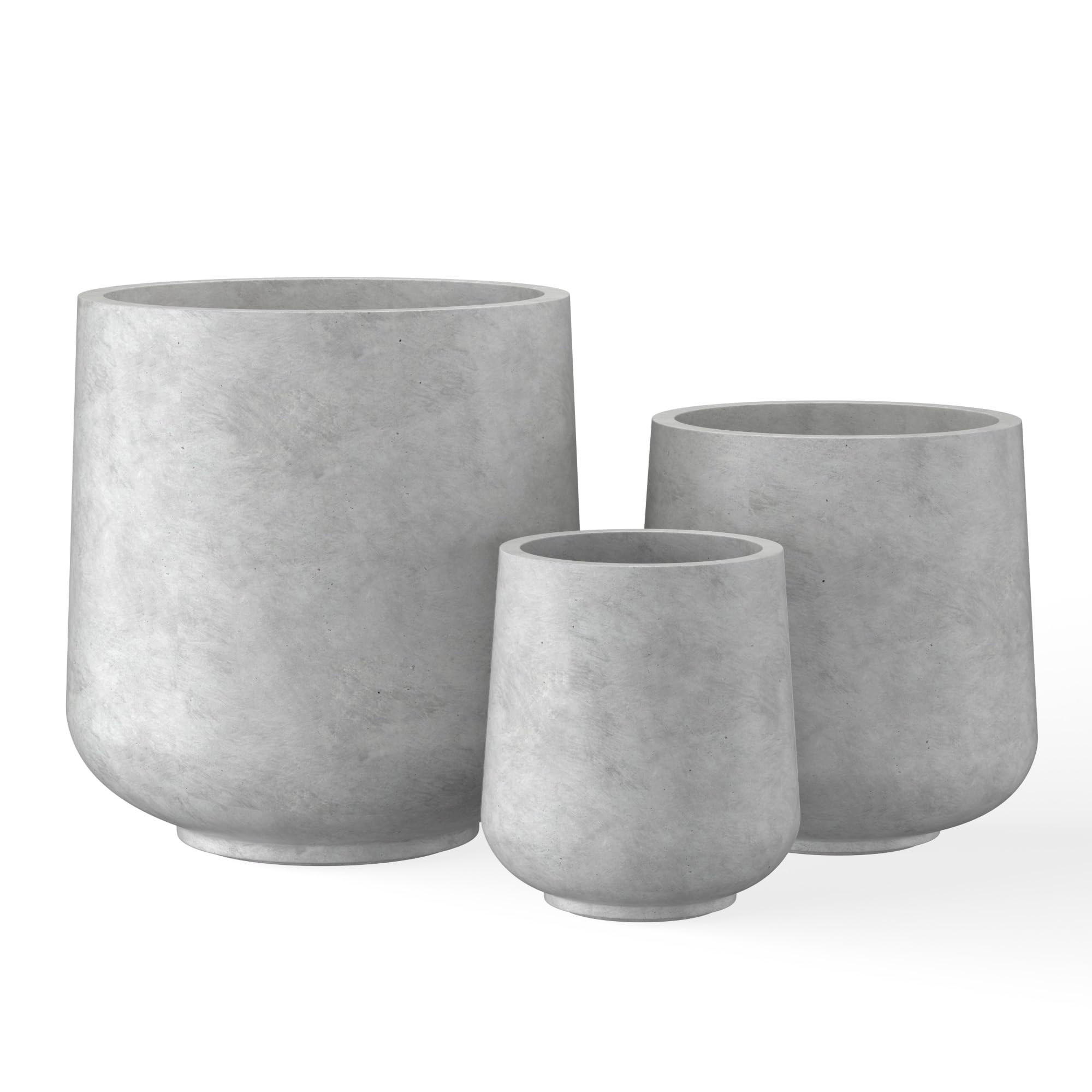 Kante 15.3"+11.6"+8.2" Dia Round Concrete Planter, Large Outdoor Indoor Planter Pots Containers w... | Amazon (US)