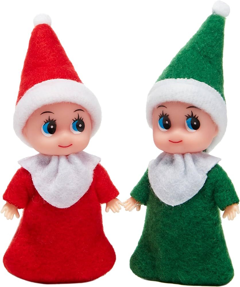JOYIN Christmas 2PCS Tiny Elf Doll Christmas with 1 red and 1 Green elf Doll,Holiday Decoration A... | Amazon (US)