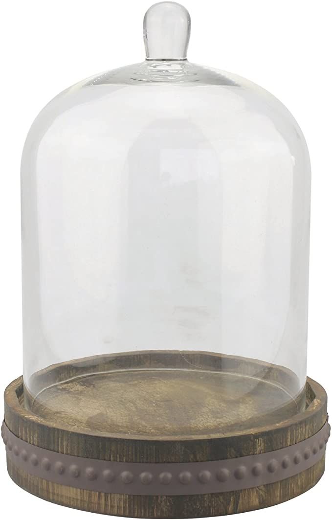 Stonebriar 9 Inch Clear Glass Dome Cloche with Rustic Wooden Base, Antique Bell Jar Display Dome,... | Amazon (US)