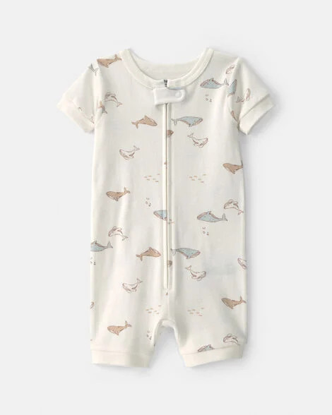 Baby Whale 100% Cotton 1-Piece Romper Pajama - Ivory | Carter's | Carter's Inc