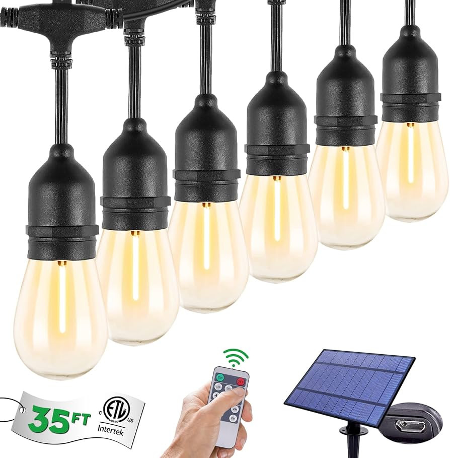 TDLOL 35FT Solar String Lights Outdoor Waterproof, Outdoor String Lights Solar Powered, Patio Lig... | Amazon (US)