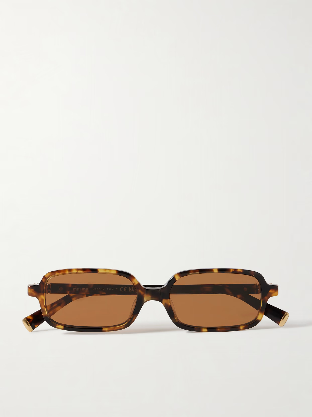 Miu Miu Eyewear - Rectangular-frame Tortoiseshell Acetate Sunglasses - One size | NET-A-PORTER (UK & EU)