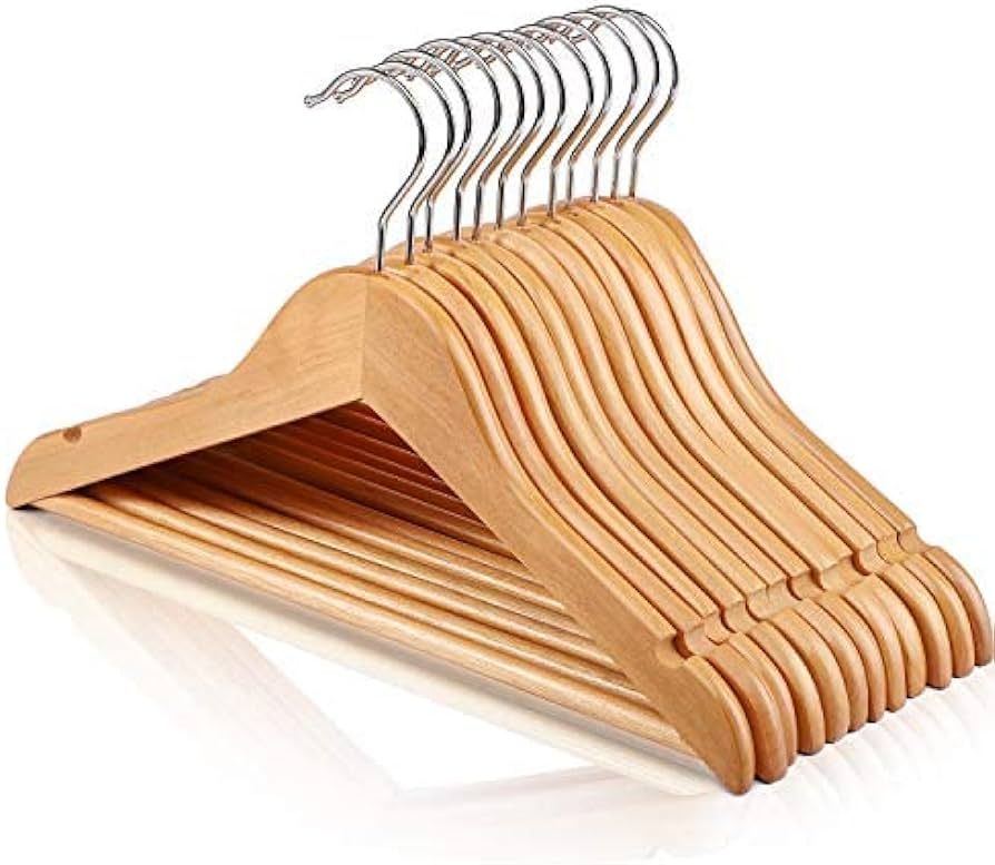HOUSE DAY Wooden Baby Hangers for Closet 10 Pack, Premium Kids Wooden Hangers for Baby Clothes, B... | Amazon (US)