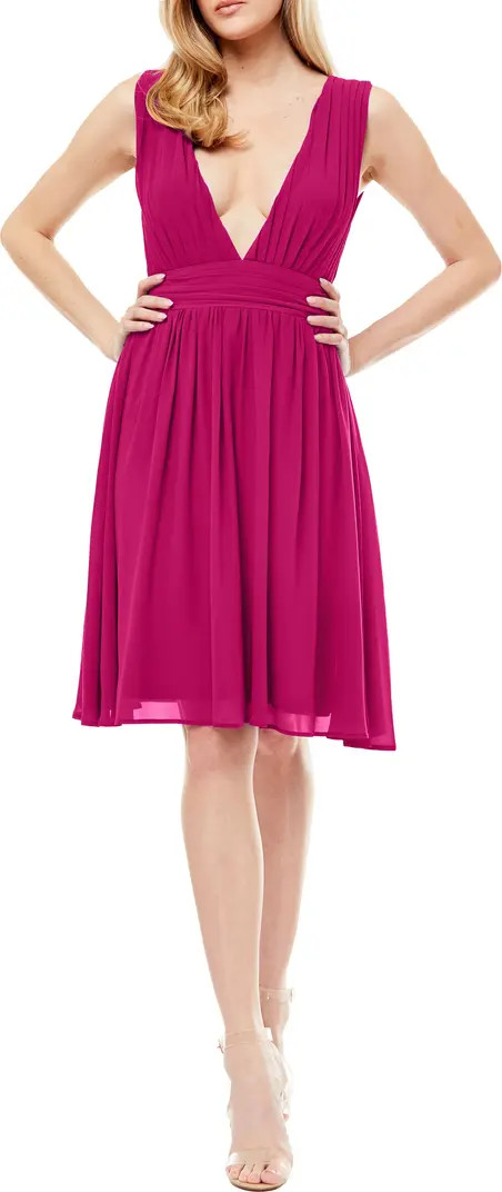 Melissa Plunge Neck Chiffon Fit & Flare Dress | Nordstrom Rack