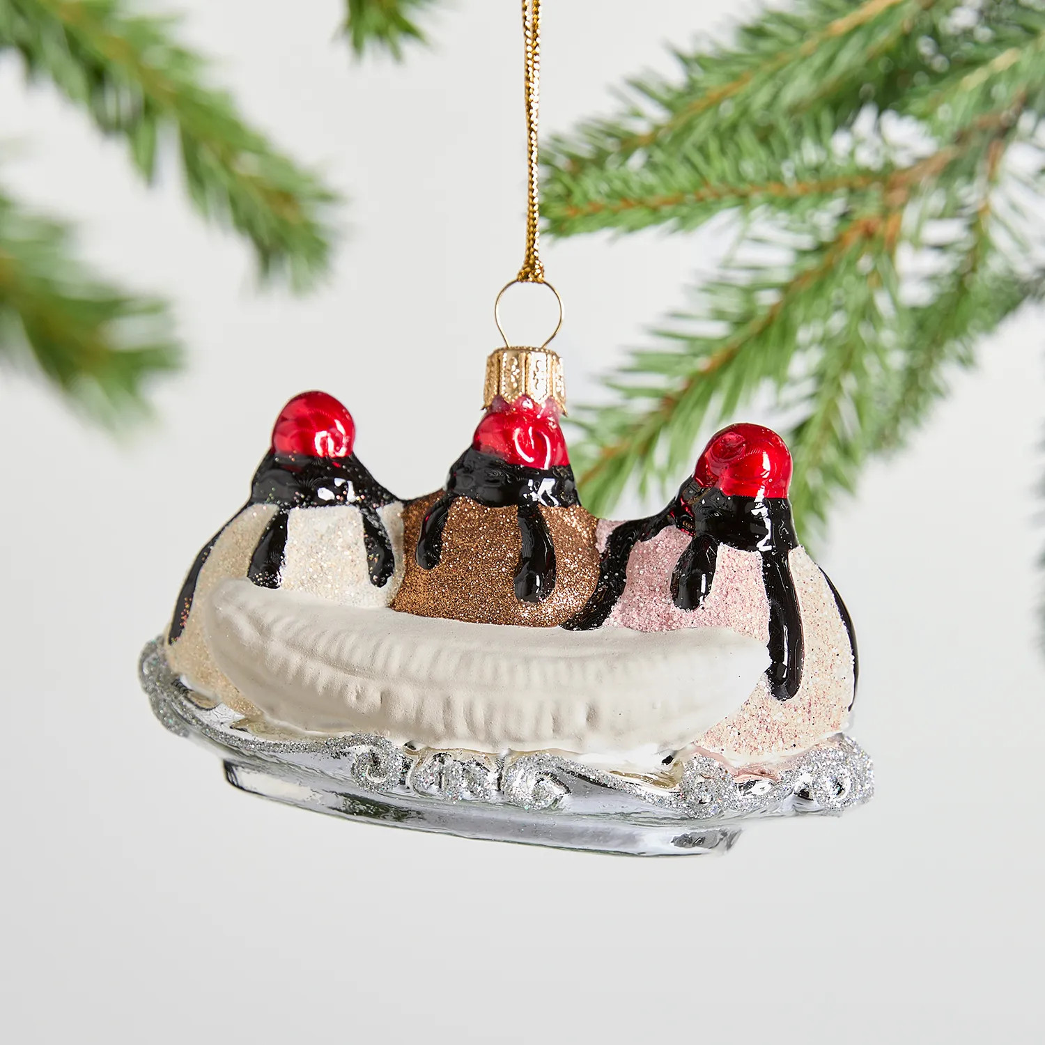 Sur La Table Banana Split Glass Ornament, 3.15" | Sur La Table