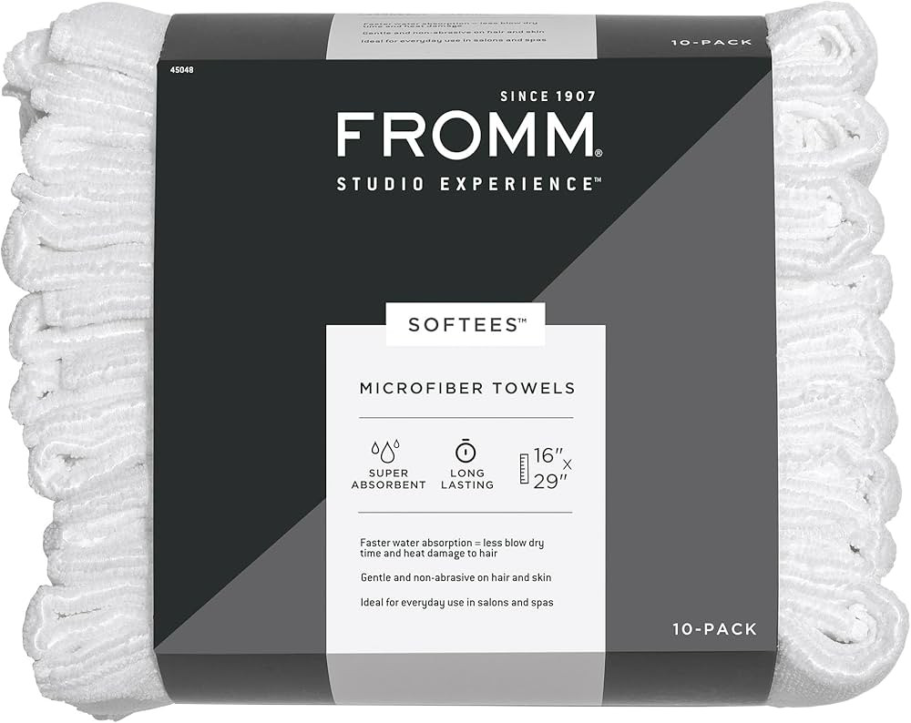 Fromm Softees Microfiber Salon Hair Towels for Hairstylists, Barbers, Spa, Gym in White, 16" by 2... | Amazon (US)