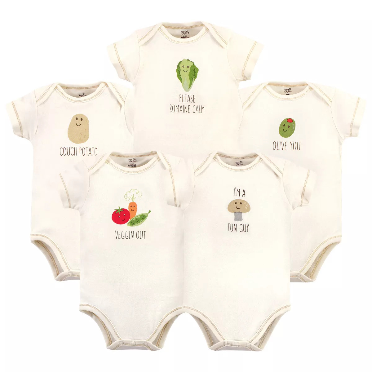 Touched by Nature Organic Cotton Bodysuits 5pk, Mushroom | Target