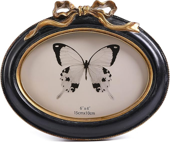 SIKOO Vintage Frames 4x6 Oval Frame Antique Picture Frame Tabletop and Wall Mount Bow Frame, Anti... | Amazon (US)