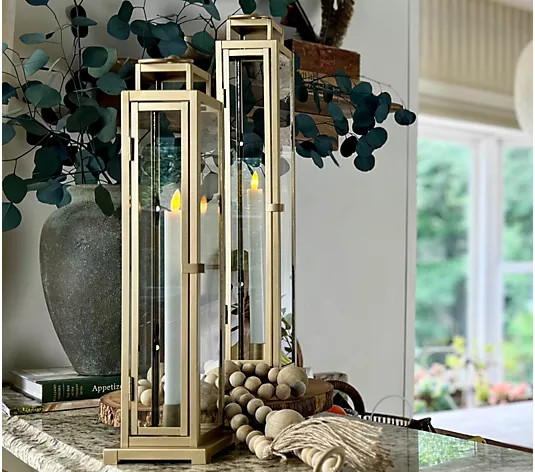 Home Reflections Indoor/Outdoor Set of 2 Taper Lanterns | QVC