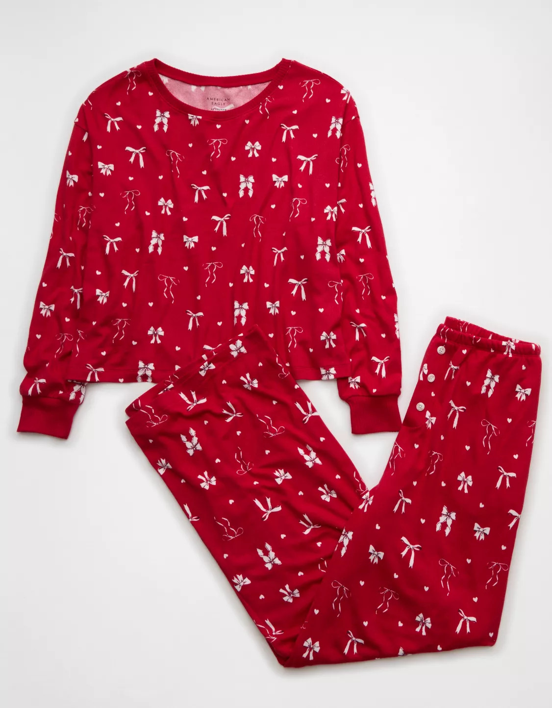 AE Luxe Plush Long-Sleeve & Pant PJ Set | American Eagle Outfitters (US & CA)
