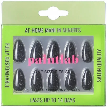 PaintLab Short Almond Press On False Nails, Night Crawler, Black, 30 Count | Walmart (US)