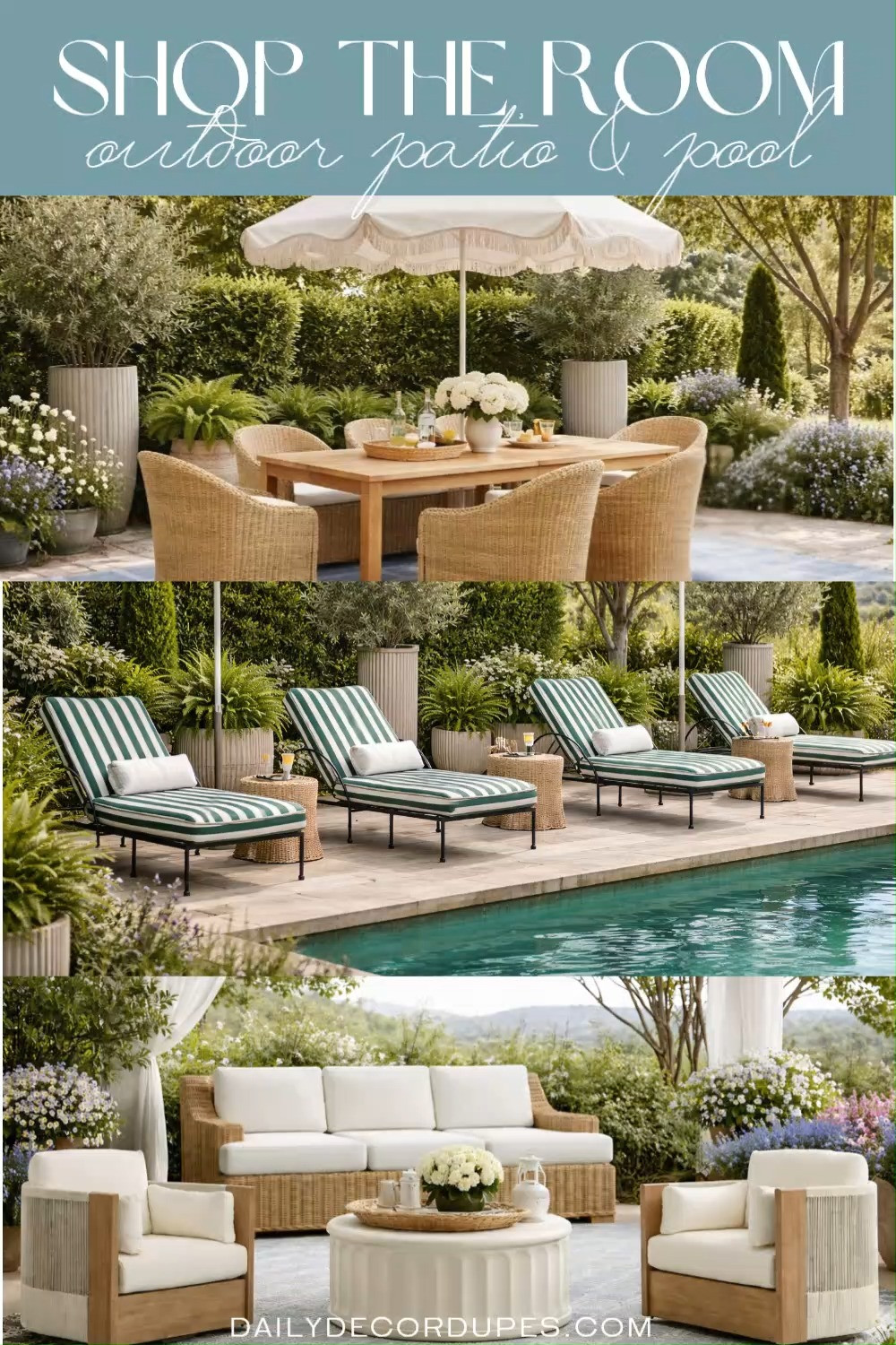 Shop The Look: Elegant Outdoor Patio & Pool Designs. Outdoor Patio and Pool Design Ideas. Luxury Backyard Pool and Patio Inspo. Luxury Outdoor Living Looks. Resort-Style Outdoor Patio Setups. Poolside Lounge and Patio Decor Ideas. Modern Outdoor Living & Pool Designs. 

Home more affordable option find copy cat similar look for less budget friendly affordable cheap cheaper beautiful pretty. Clearance sale coupon code discount code promo code luxury lookalike look a like Inspo inspiration inspired by idea ideas Love like these? I share multiple every day in my FB group.
#shopthelook #outdoorpatio #pooldesign #outdoorliving #patiodesign #outdoorinspo #backyardpool #outdoorpatio #pooldesignideas 

 #LTKHome