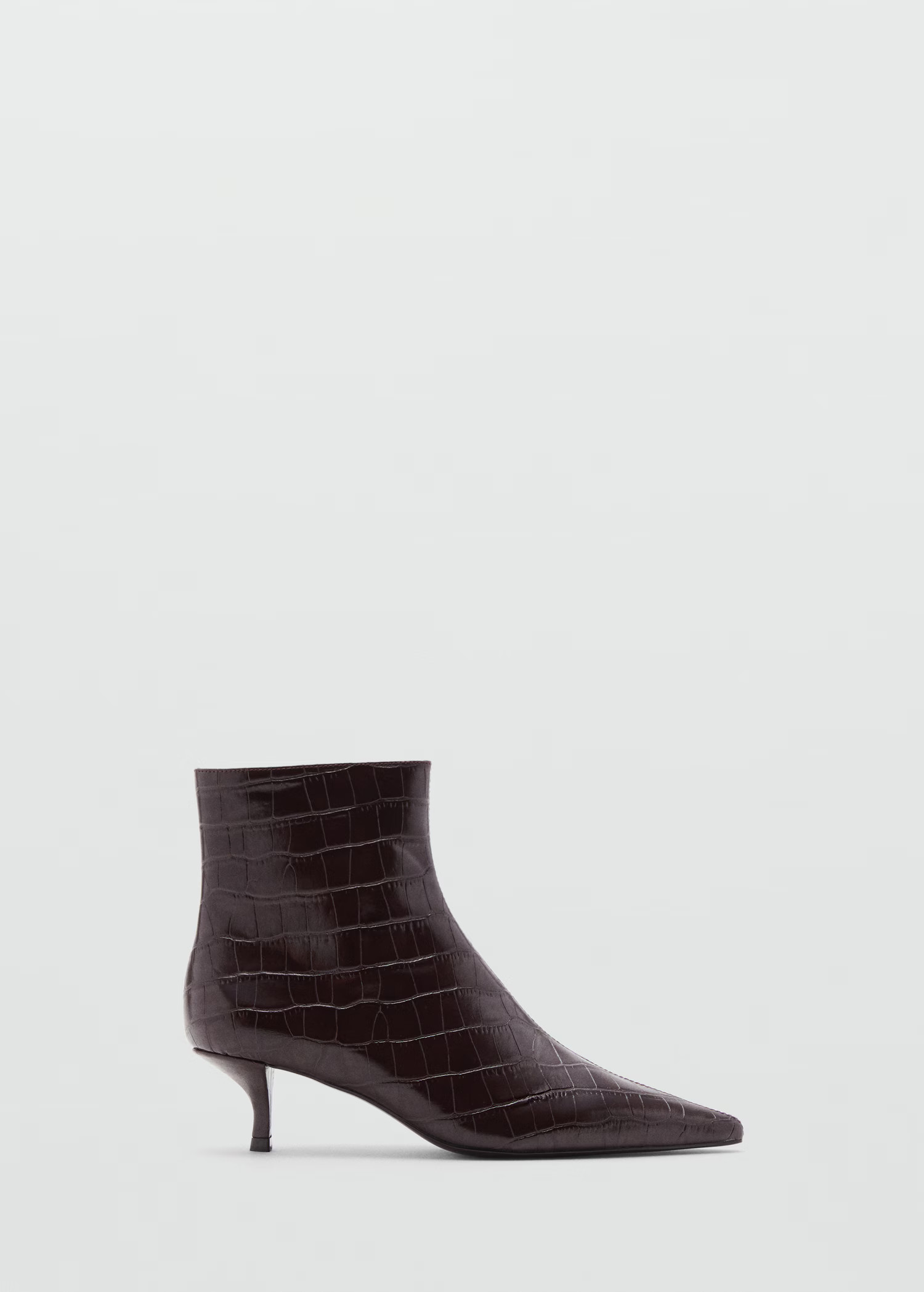 Faux-Croc-leather pointed-toe ankle boots | Mango (US/MX/AU)