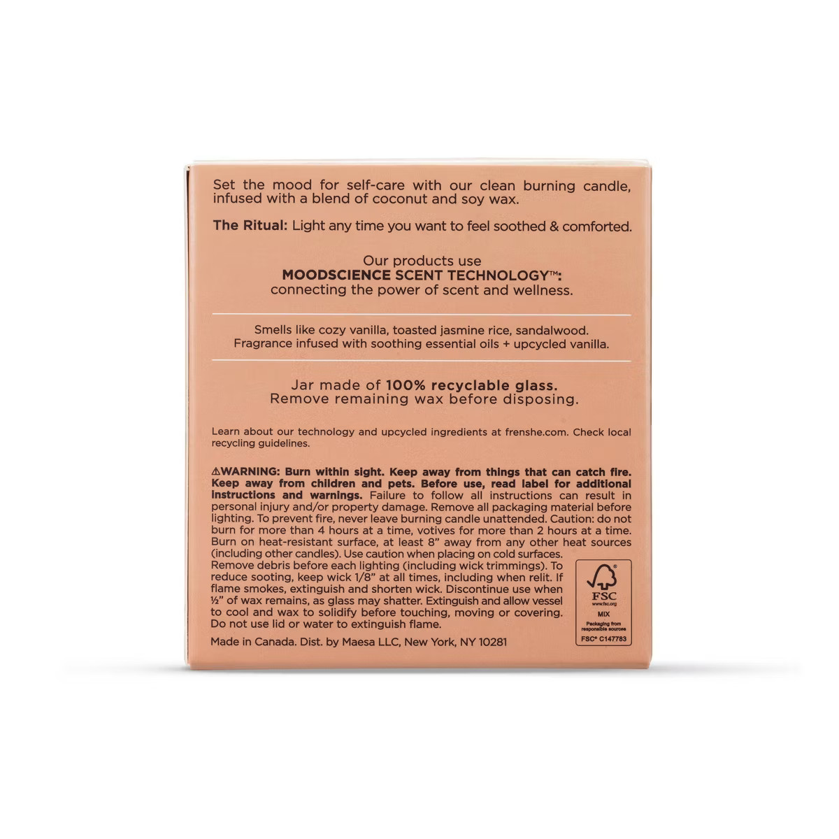 Being Frenshe Coconut & Soy Wax Reset Candle with Essential Oils - Cashmere Vanilla - 7oz | Target