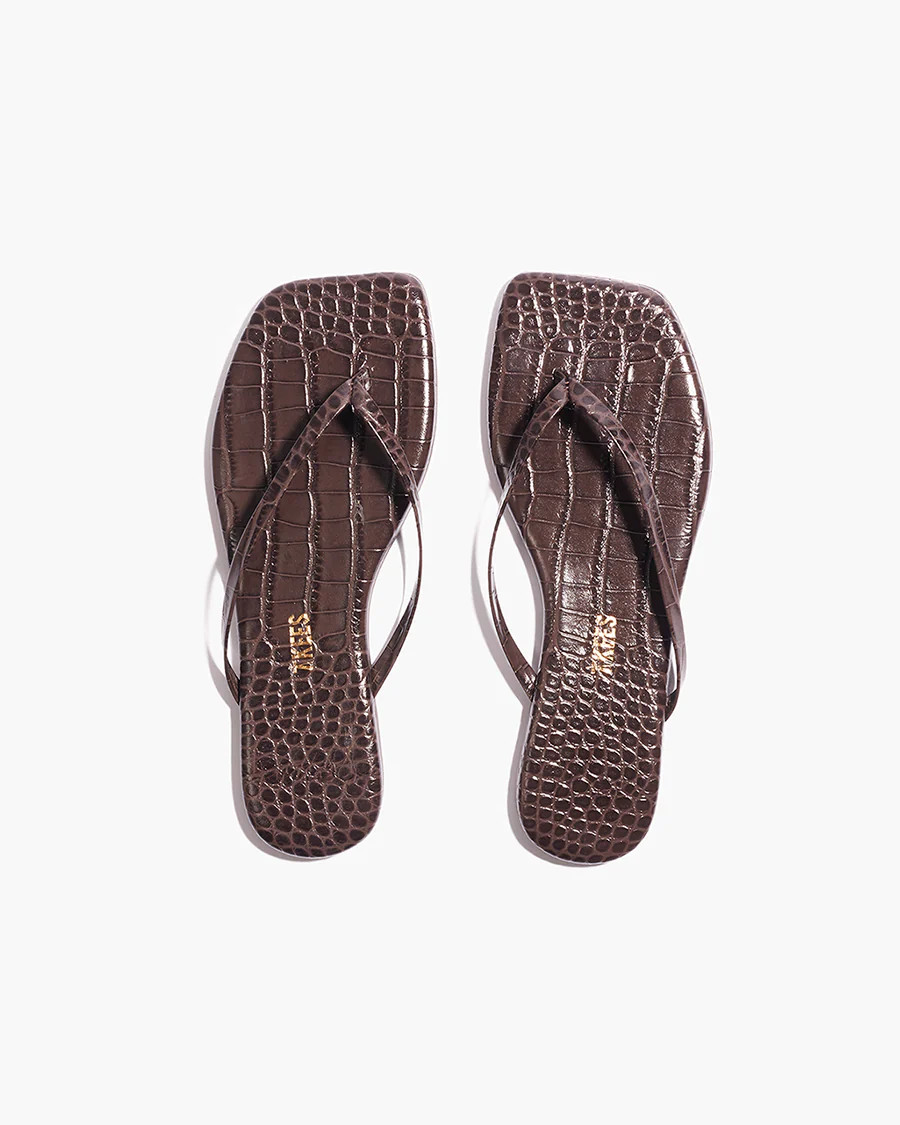 Square Toe Lily Croc in Carob | Women's Flip-Flops | TKEES | TKEES