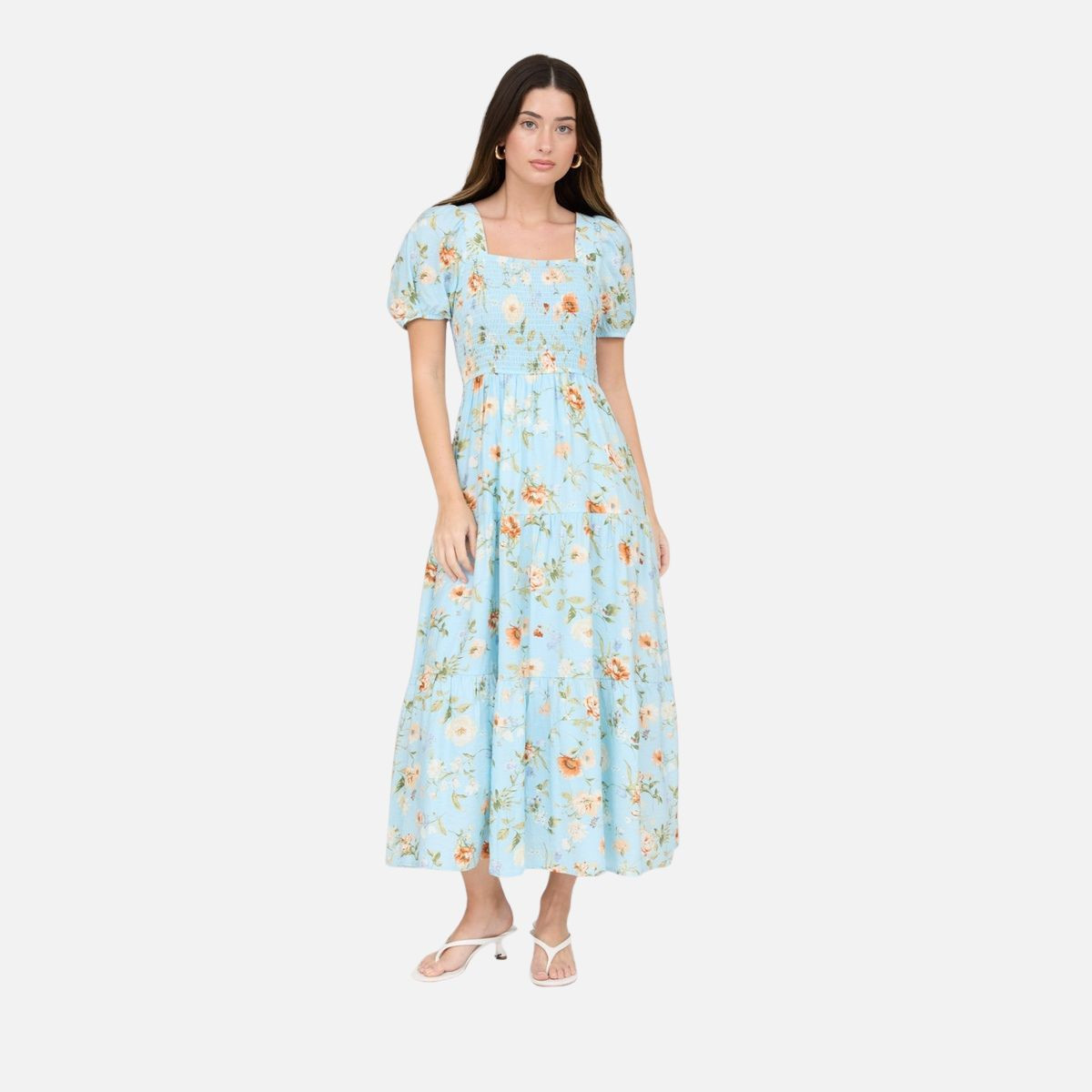 August Sky Puff Sleeve Smocked Maxi Dress_MINT_Small | Target