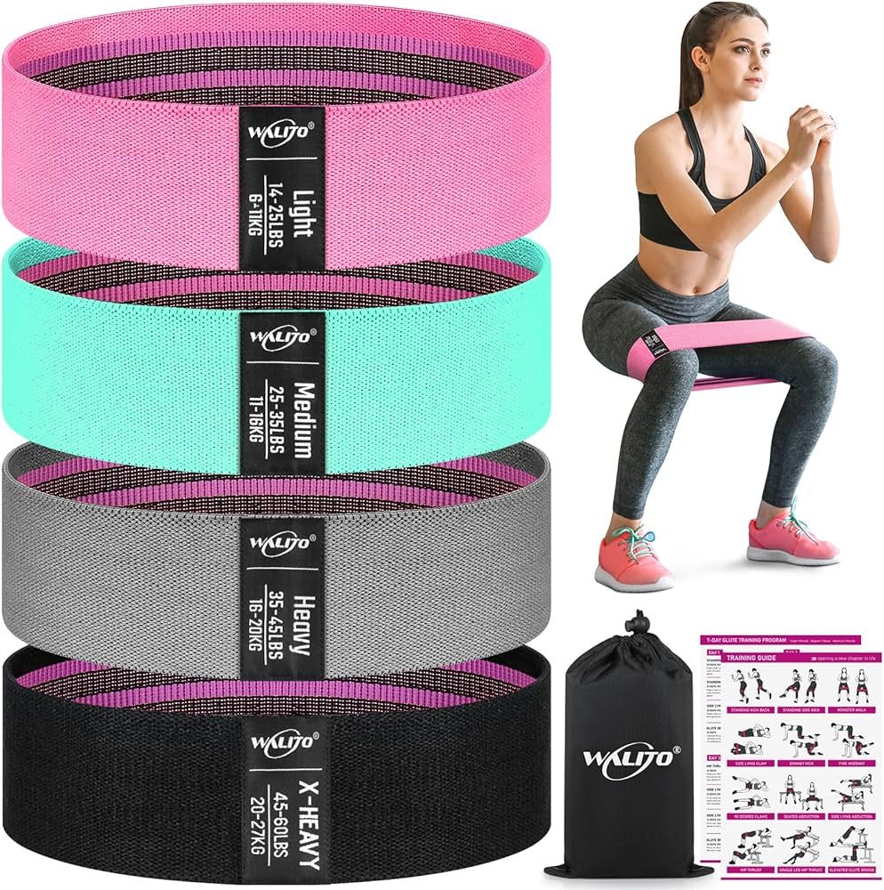 WALITO Resistance Bands for Legs and Butt, Fabric Exercise Loop Bands Yoga, Pilates, Rehab, Fitne... | Amazon (US)