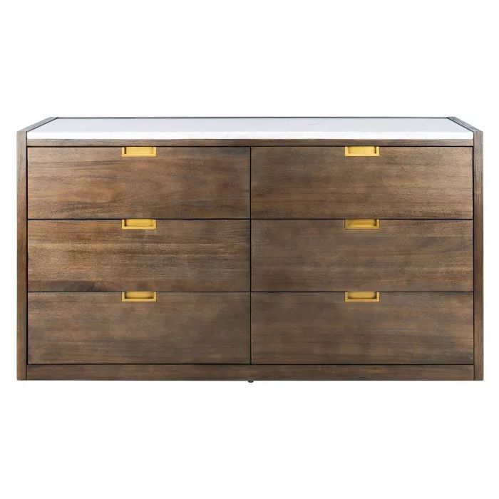 Adeline 6 Drawer Dresser Dark Chocolate - Safavieh | Target