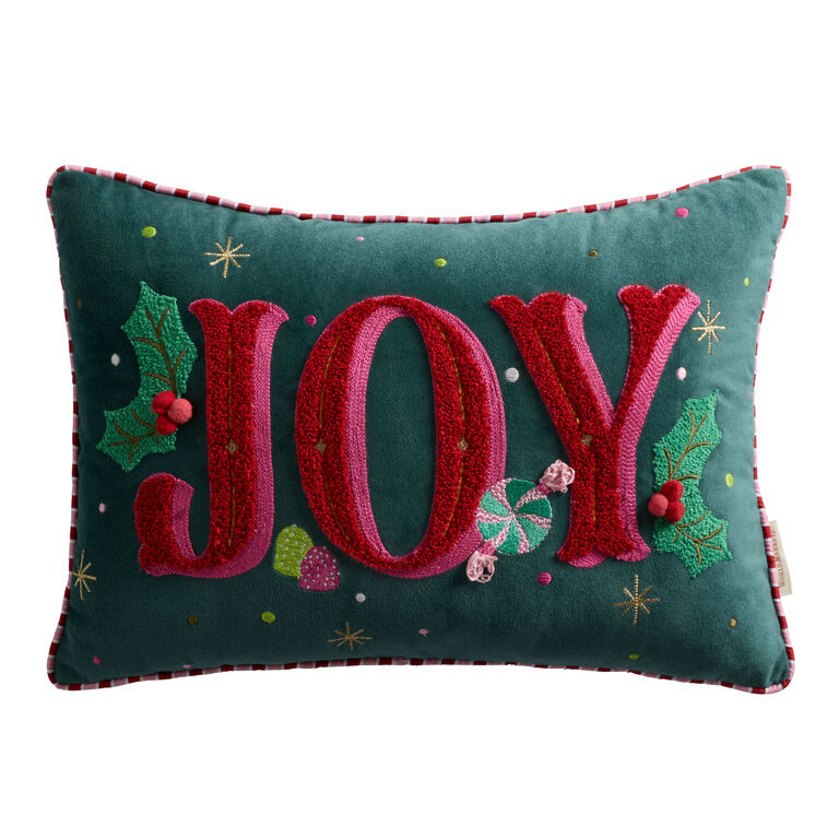 Teal Velvet Sweets Joy Lumbar Pillow | World Market
