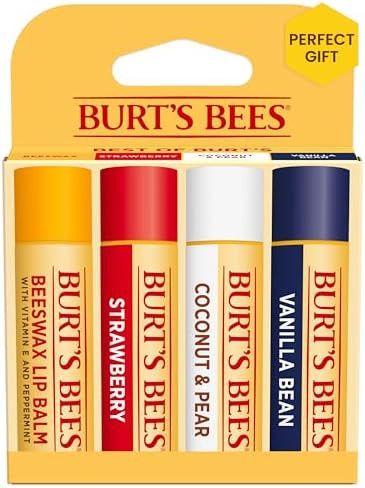 Burt's Bees Lip Balm, Beeswax, Strawberry, Coconut and Pear, and Vanilla Bean Pack, With Responsi... | Amazon (US)