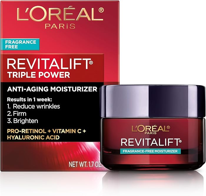 L'Oreal Paris Revitalift Triple Power Anti-Aging Face Moisturizer, Pro Retinol, Hyaluronic Acid &... | Amazon (US)