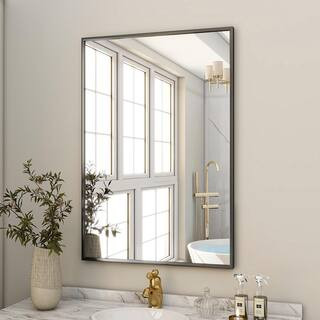 XRAMFY 24 in. W x 36 in. H Rectangular Aluminum Alloy Framed Modern Black Wall Mirror NBRTSC2436-... | The Home Depot