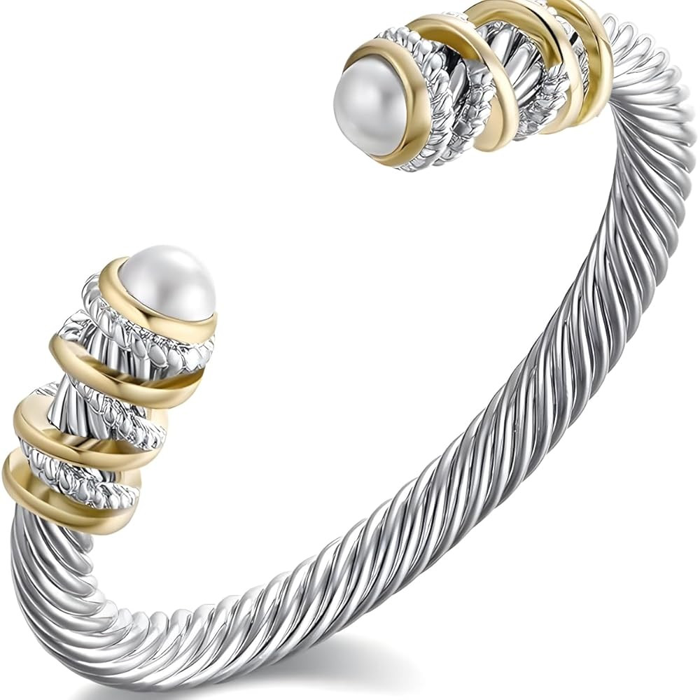 Elegant Twisted Cable Bangle Bracelet for Women - Open Cuff Classic Jewelry Gift for Anniversary,... | Amazon (US)
