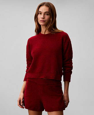 Women's Cropped Plush Lounge Sweatshirt- QS7341 | Macy's