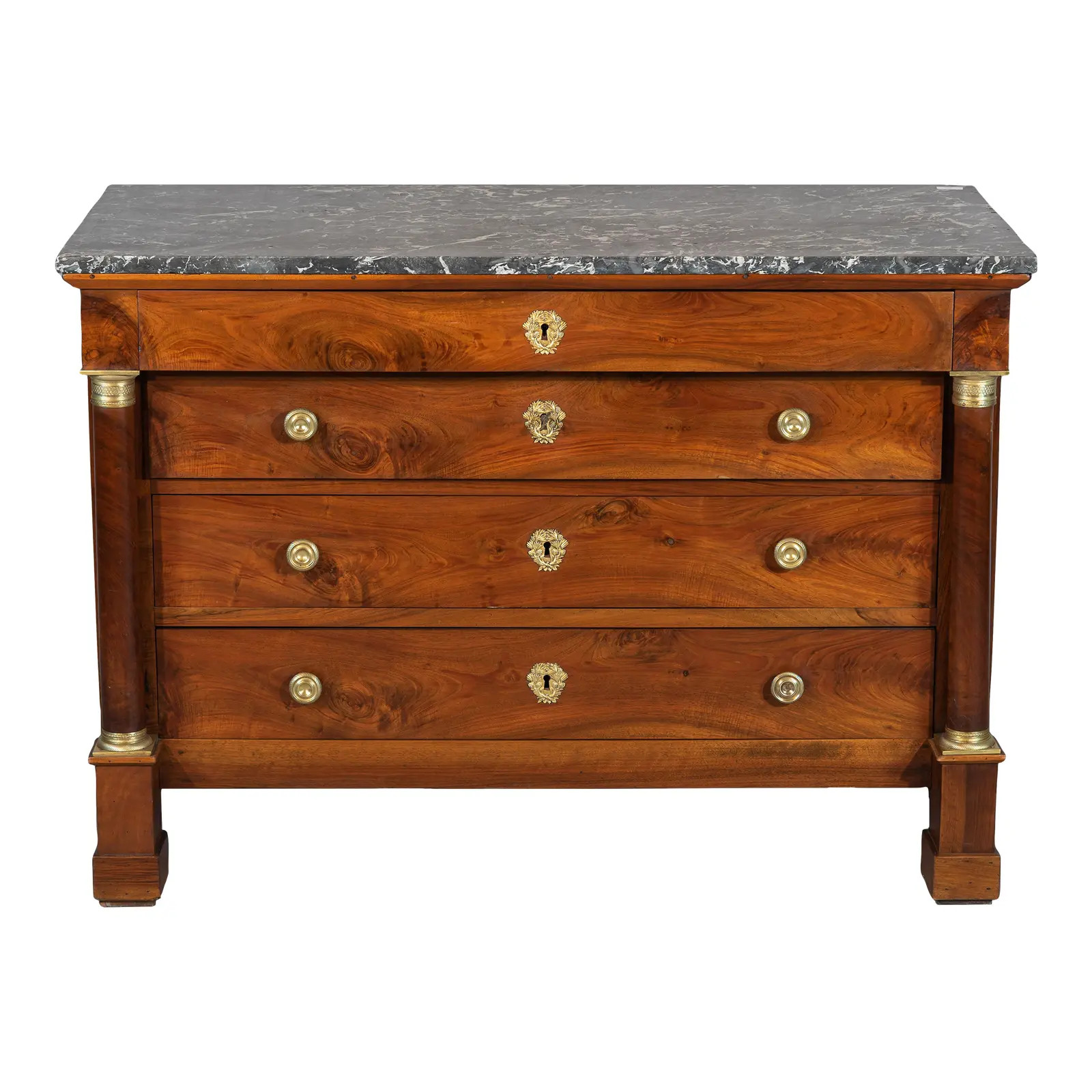 19th Century French Empire Period Walnut Commode | Chairish