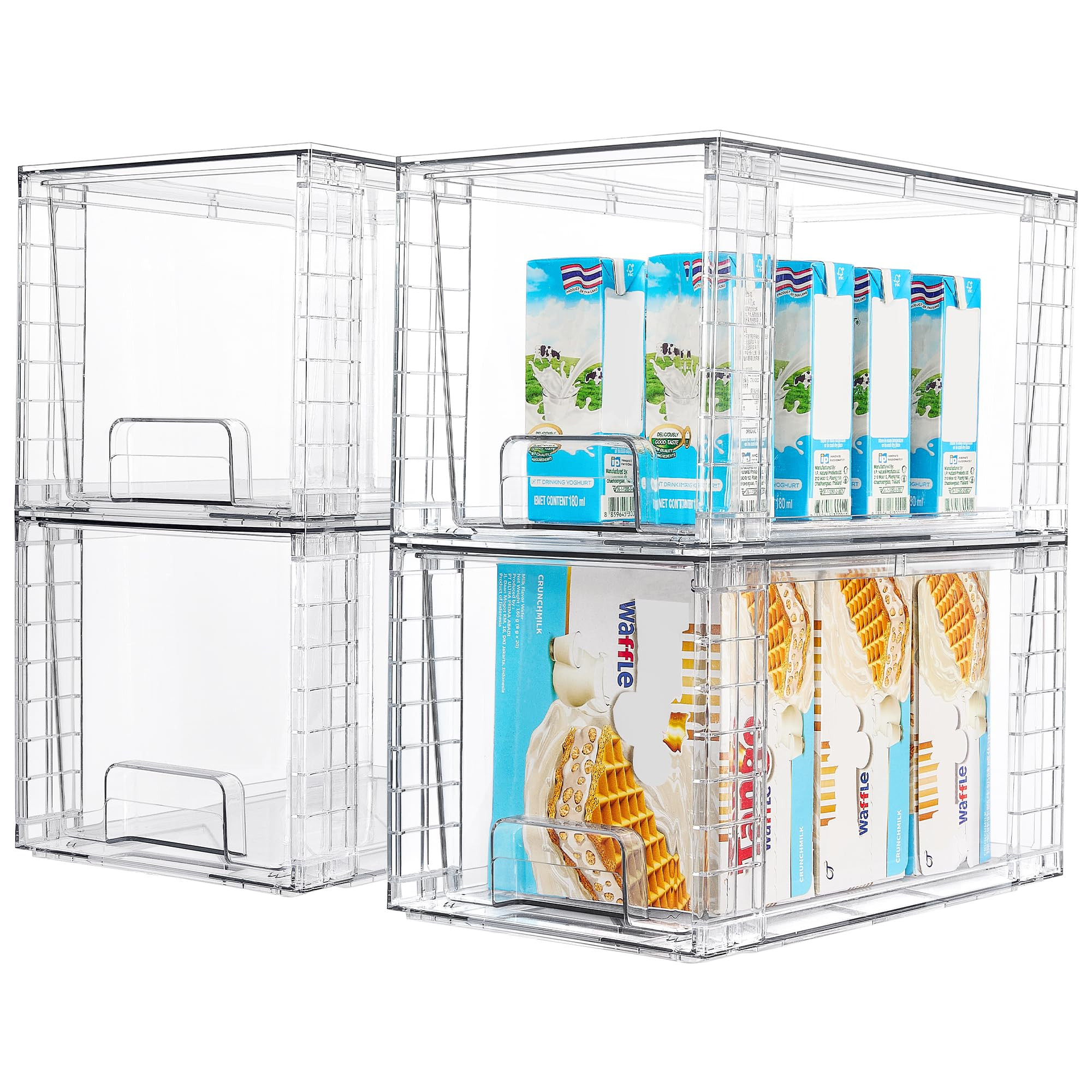 Vtopmart 4Pack Large Stackable Kitchen Pantry Storage Drawers, Clear Organizer Bins with Handles,... | Amazon (US)