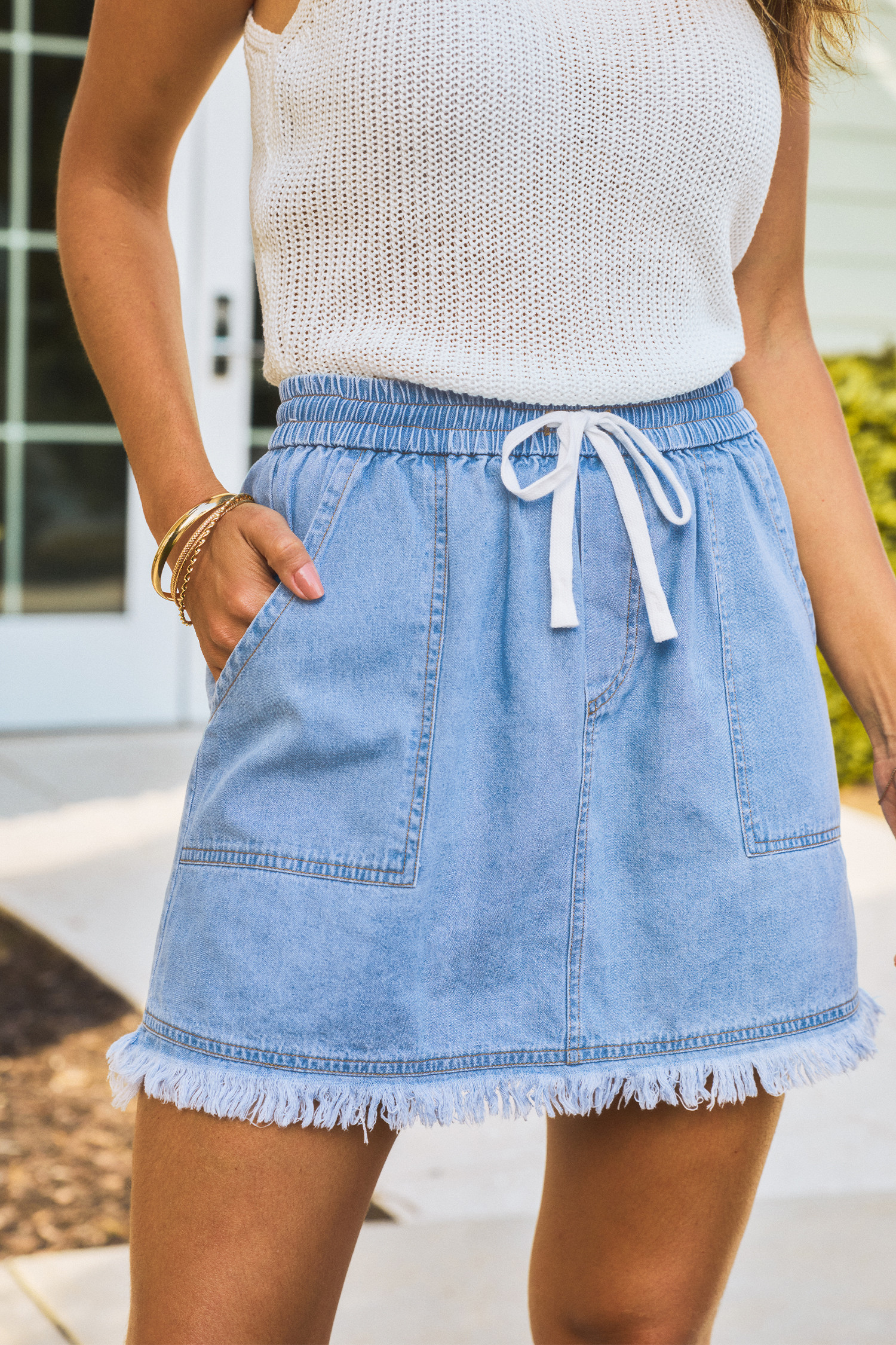 At the Dock Blue Mini Skirt | Cupshe US