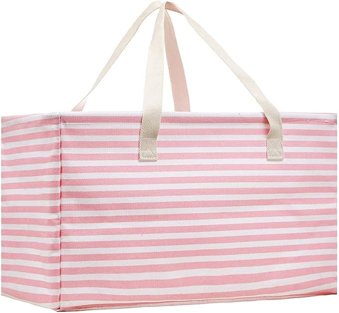 LLARUG 46L Canvas Collapsible Utility Tote,Beach Bag,Reusable Grocery Shopping Bag,Large Laundry ... | Amazon (US)