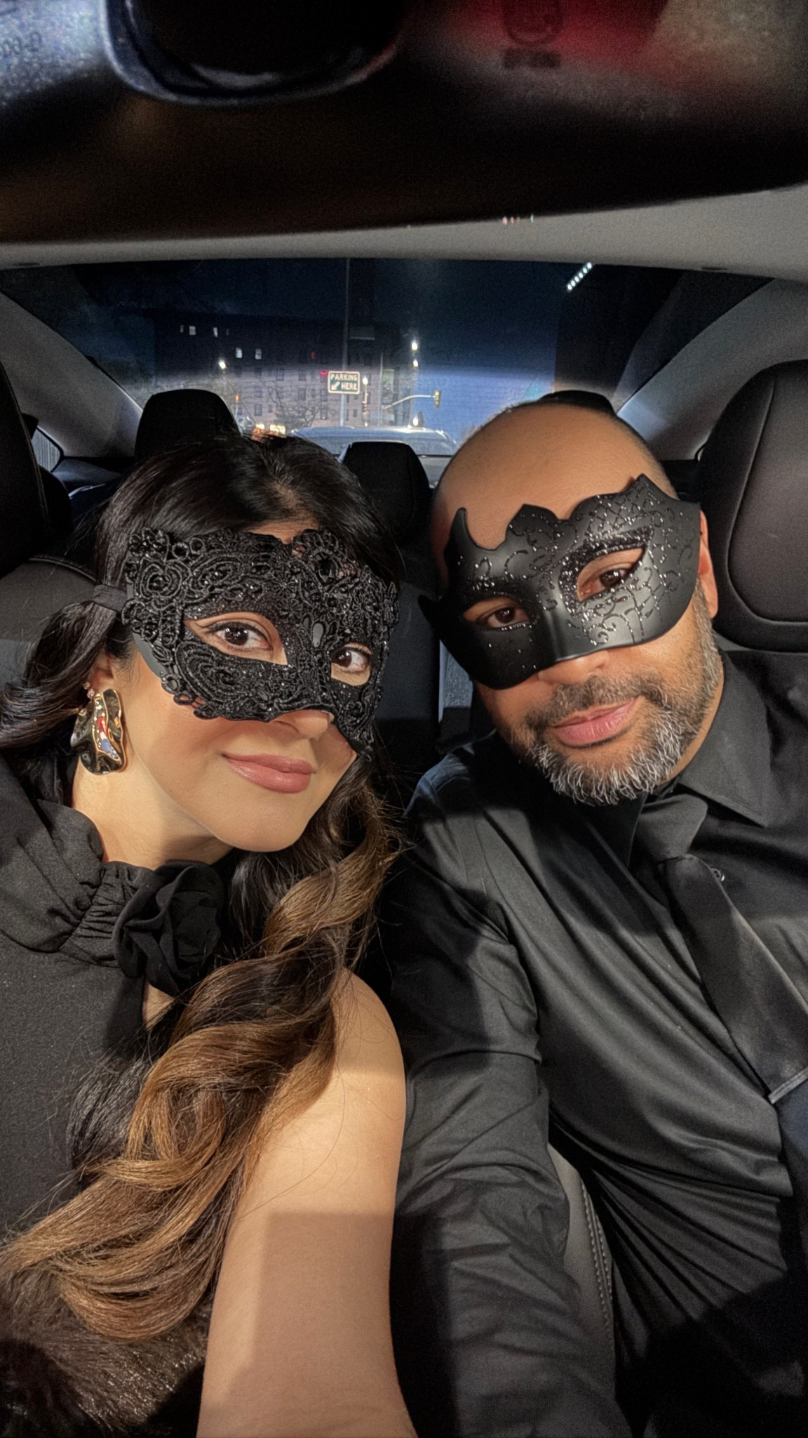 Black tie event attire with couples masquerade masks and all black attire. This was date night taken to another level. 
I wore a black maxi gown. Dress runs big so I am wearing a medium. Husband wore a black suit and shirt. 

#LTKWedding #LTKgrwm #LTKMens