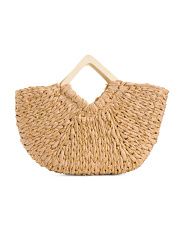 Straw Tote With Wooden Handles | TJ Maxx