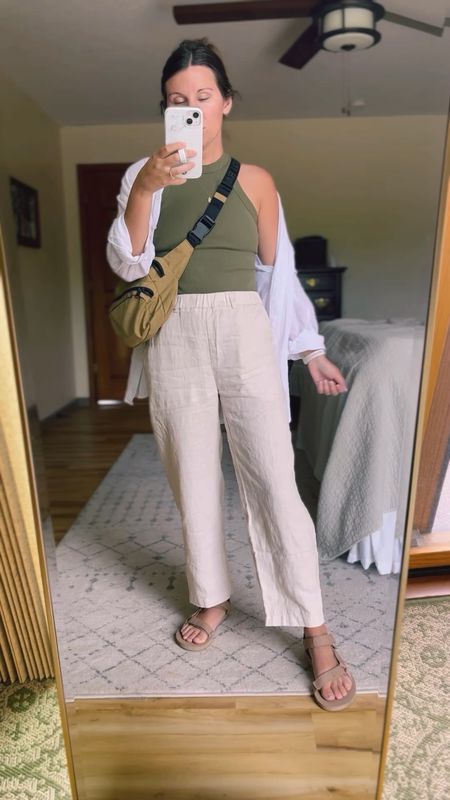My tank and white button up ard older so I linked similar options (I own the target tank in 4 other colors and love it and wear size small or medium!)
My pants are the size xs European linen pants from quince and are currently sold out so you can sign up for restock, or I also linked similar. My teva sandals fit true to size! 



#LTKSeasonal #LTKStyleTip #LTKFindsUnder100